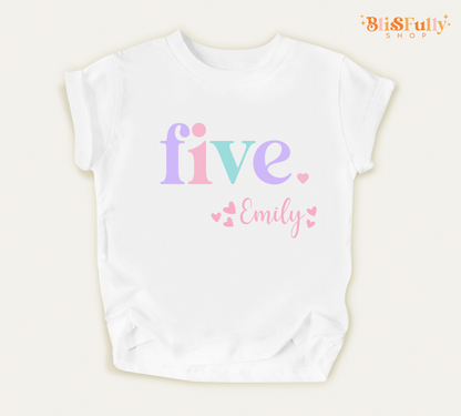 Five Birthday Shirt for Girl Personalized - 5th Birthday Shirt Girl - Girl Fifth Birthday Shirt