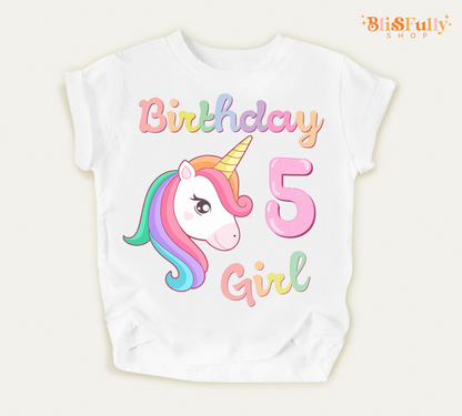 Unicorn Birthday Girl Shirt - 5th Birthday Shirt Girl - Fifth Birthday Girl Shirt - Unicorn Five Birthday Shirt