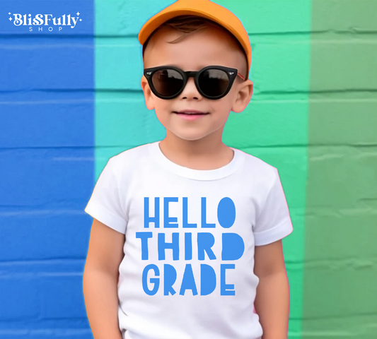 Hello 3rd Grade Shirt Boy - Hello Third Grade Shirt - First Day of School Shirt Boy - First Day of 3rd Grade Shirt Boy
