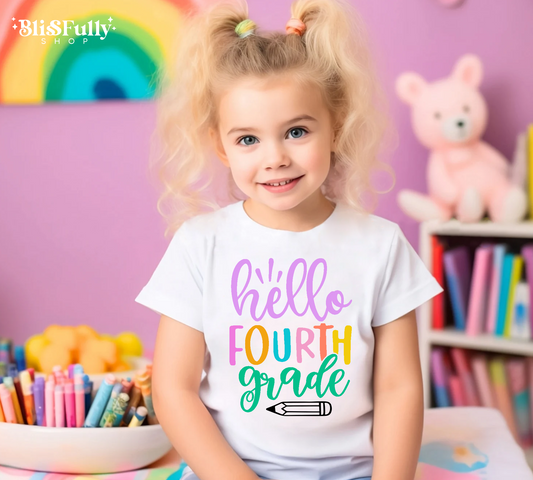 Hello 4th Grade Shirt - Hello Fourth Grade Shirt - First Day of School Shirt - First Day of 4th Grade Shirt