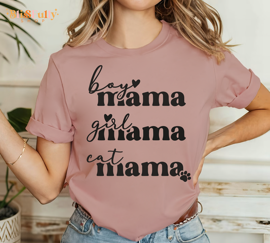 Boy Mama Shirt - Girl Mama Shirt - Cat Mama Shirt - Mama Shirt - Mom Shirt