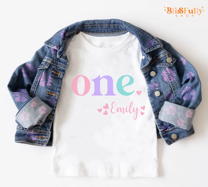 One Birthday Shirt for Girl Personalized- 1st Birthday Shirt Girl - Girl First Birthday Shirt