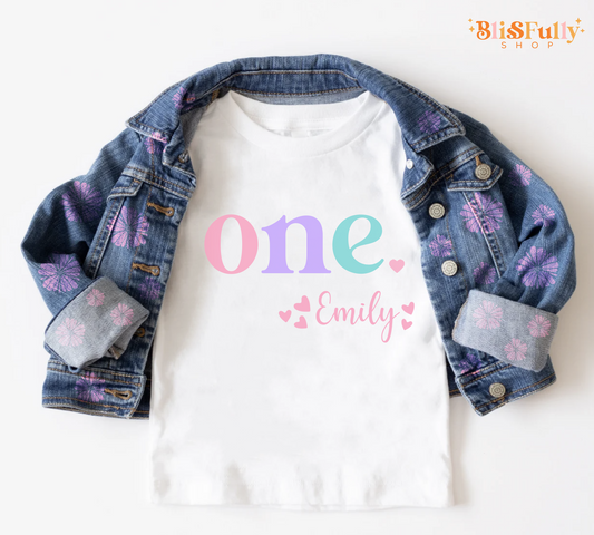 One Birthday Shirt for Girl Personalized- 1st Birthday Shirt Girl - Girl First Birthday Shirt