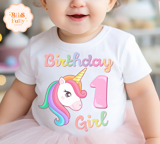 Unicorn Birthday Girl Shirt - 1st Birthday Shirt Girl - First Birthday Girl Shirt - Unicorn One Birthday Shirt