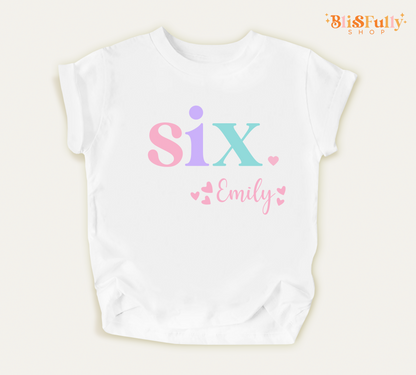 Six Birthday Shirt for Girl Personalized - 6th Birthday Shirt Girl