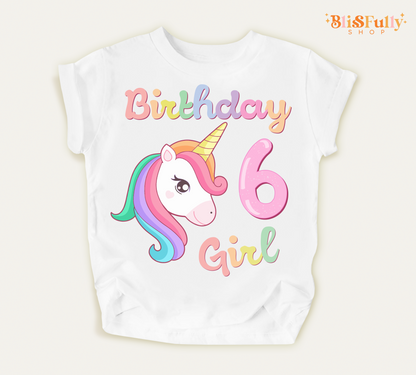 Unicorn Birthday Girl Shirt - 6th Birthday Shirt Girl - Unicorn Six Birthday Shirt