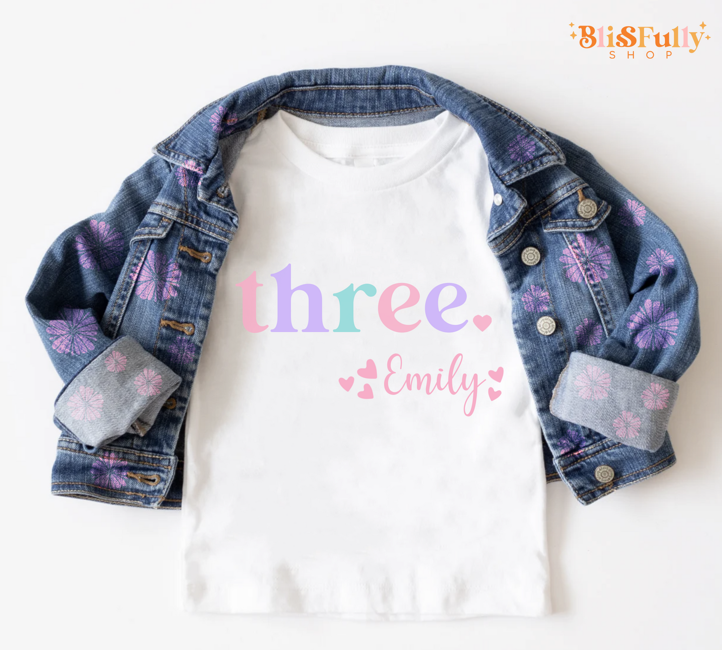Three Birthday Shirt for Girl Personalized - 3rd Birthday Shirt Girl - Girl Third Birthday Shirt