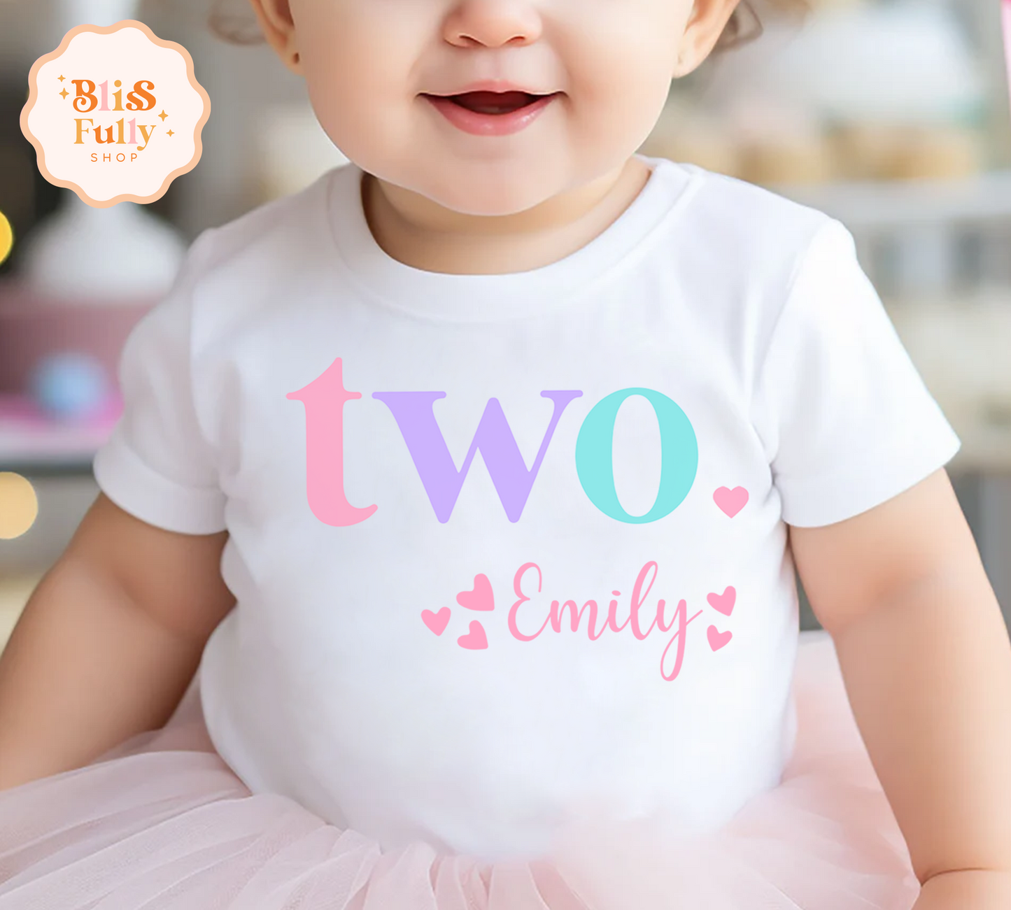 Two Birthday Shirt for Girl Personalized - 2nd Birthday Shirt Girl - Girl Second Birthday Shirt