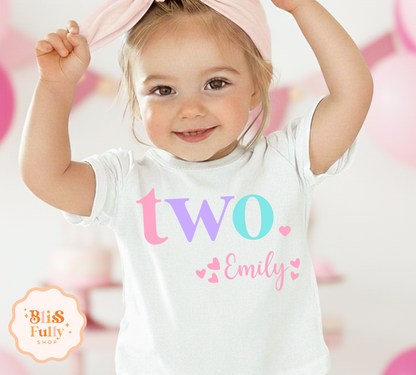 Two Birthday Shirt for Girl Personalized - 2nd Birthday Shirt Girl - Girl Second Birthday Shirt