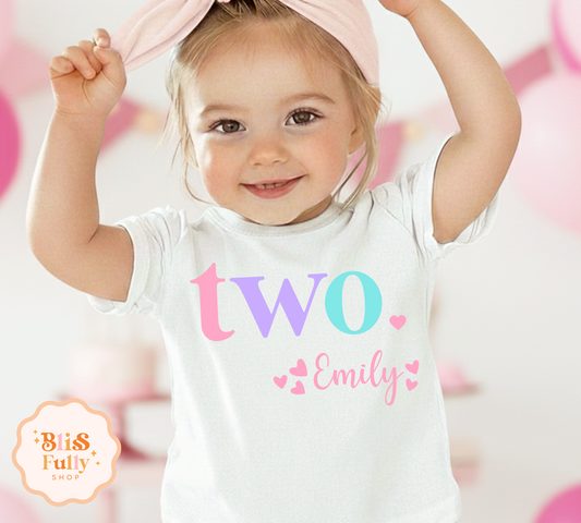 Two Birthday Shirt for Girl Personalized - 2nd Birthday Shirt Girl - Girl Second Birthday Shirt