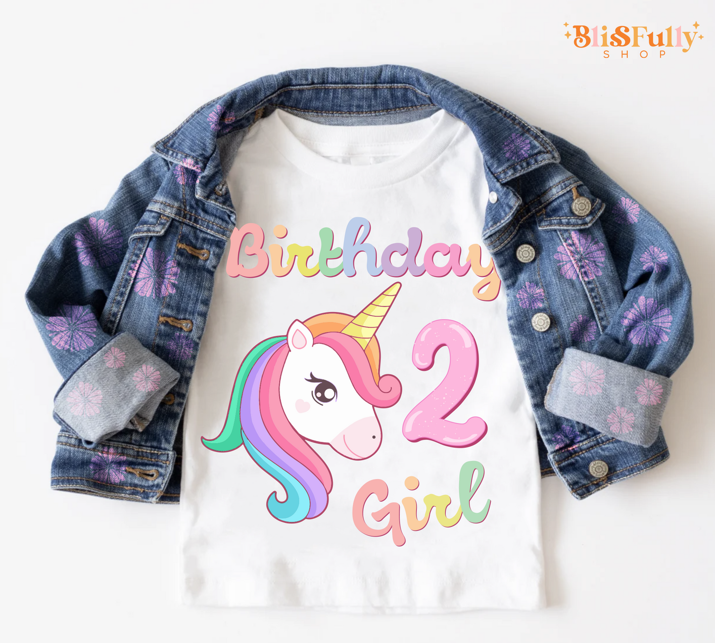 Unicorn Birthday Girl Shirt - 2nd Birthday Shirt Girl - Second Birthday Girl Shirt - Unicorn Two Birthday Shirt